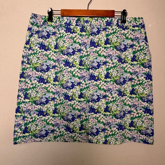 Talbots Floral Green & Blue A-Line Stretch Skirt 16 - Picture 4 of 10